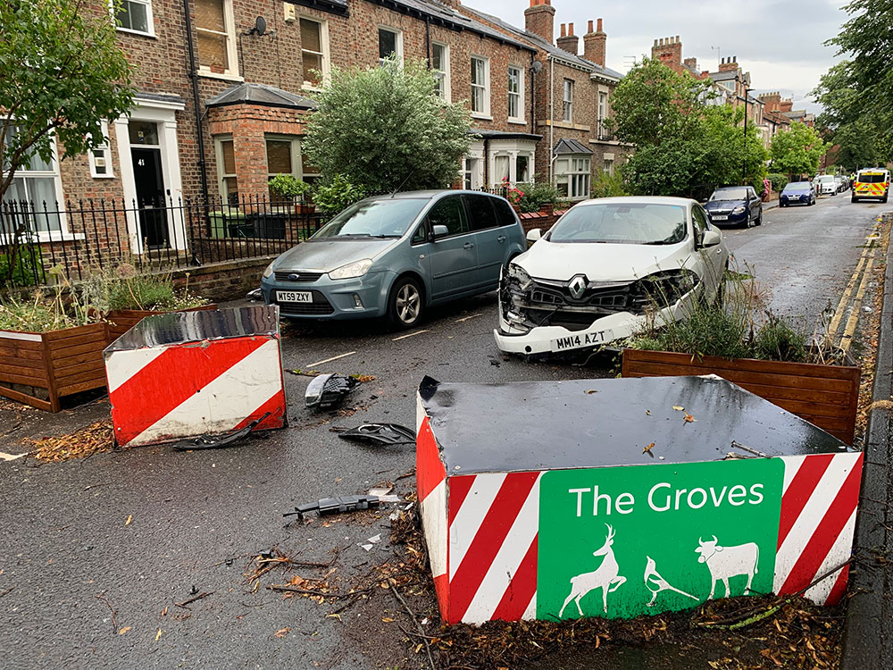 Car Crashes Into Concrete Blocks On York Street – Man Arrested | YorkMix