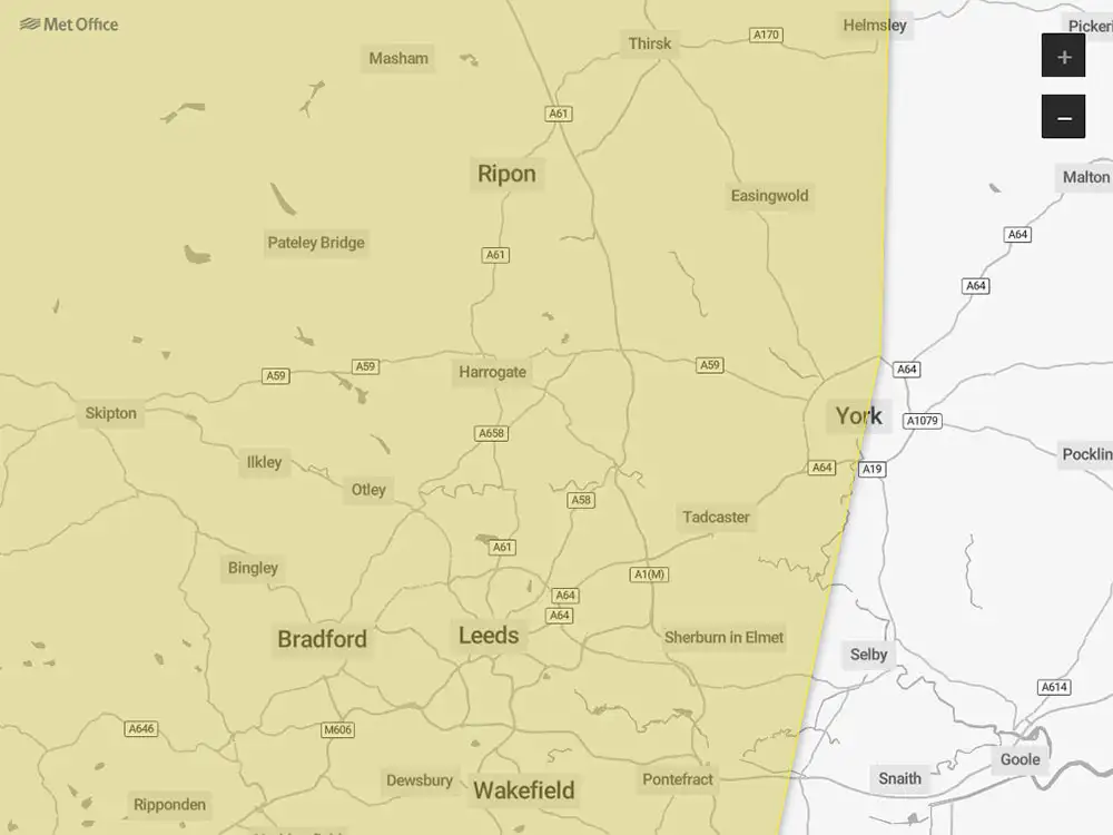 Thunderstorm weather warning splits York down the middle